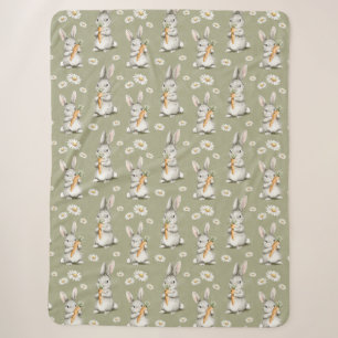 Kaninchen mit Karotten Grüne Gänseblümchen Blumen Sherpadecke