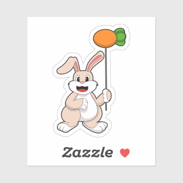 Kaninchen mit Karrot als Ballon.PNG Aufkleber (Blatt)