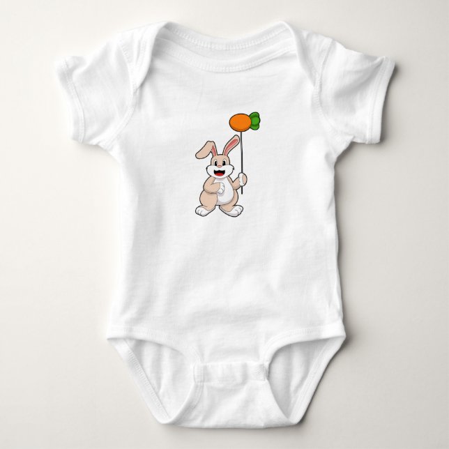 Kaninchen mit Karrot als Ballon.PNG Baby Strampler (Vorderseite)