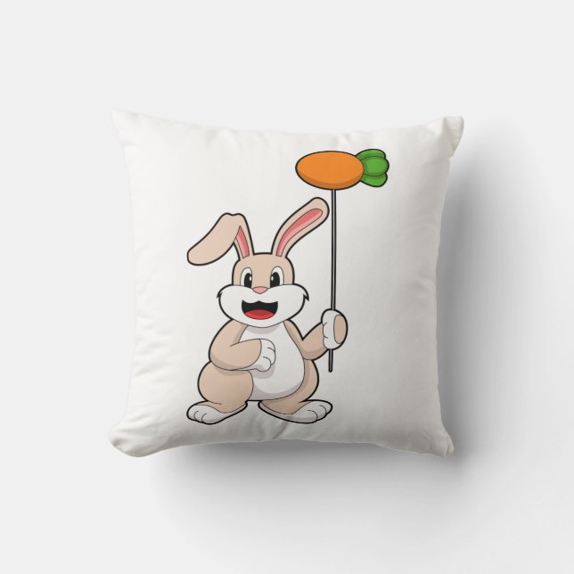 Kaninchen mit Karrot als Ballon.PNG Kissen (Vorderseite)