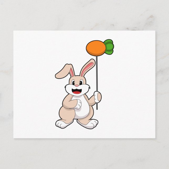 Kaninchen mit Karrot als Ballon.PNG Postkarte (Vorderseite)
