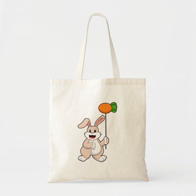 Kaninchen mit Karrot als Ballon.PNG Tragetasche (Vorne)