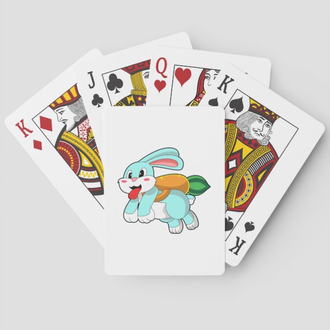 Kaninchen mit Karrot als Rakete Spielkarten (Rückseite)