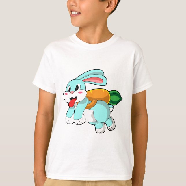 Kaninchen mit Karrot als Rakete T-Shirt (Vorderseite)