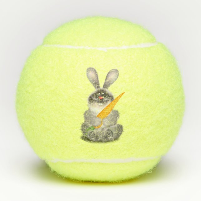 Kaninchen mit Karrot Tennisbälle (Vorderseite)