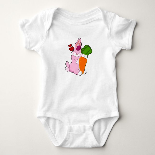 Kaninchen mit Karrot und Herz Baby Strampler (Vorderseite)