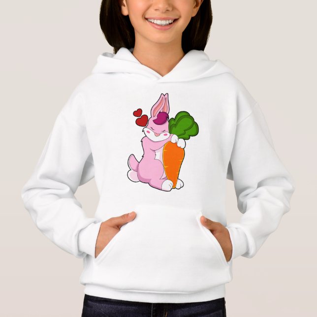 Kaninchen mit Karrot und Herz Hoodie (Vorderseite)