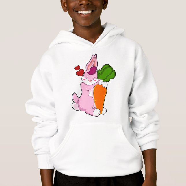 Kaninchen mit Karrot und Herz Hoodie (Vorderseite)