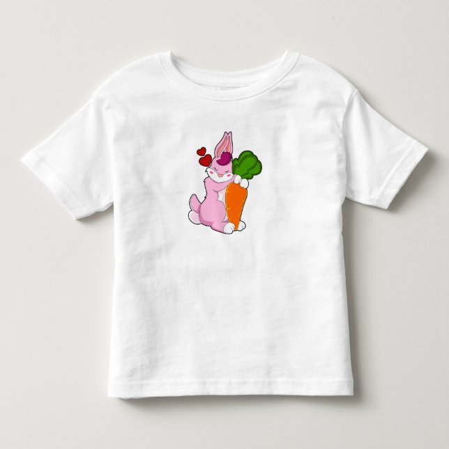 Kaninchen mit Karrot und Herz Kleinkind T-shirt (Vorderseite)