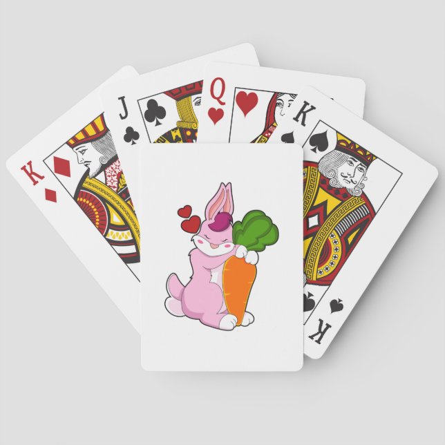 Kaninchen mit Karrot und Herz Spielkarten (Rückseite)