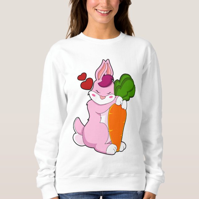 Kaninchen mit Karrot und Herz Sweatshirt (Vorderseite)