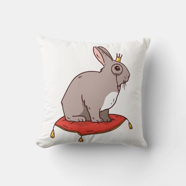 Kaninchen mit Kronen Kissen (Vorderseite)