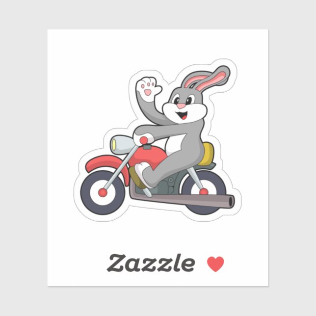 Kaninchen mit Motorrad.PNG Aufkleber (Blatt)