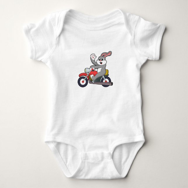 Kaninchen mit Motorrad.PNG Baby Strampler (Vorderseite)