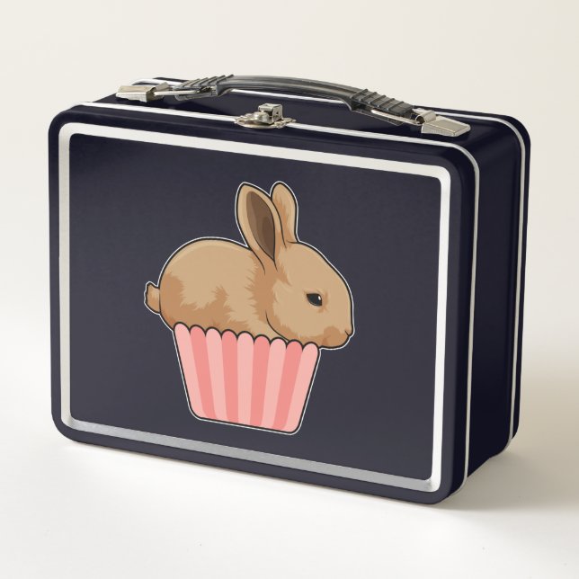 Kaninchen mit Muffin Metall Brotdose (Vorderseite)