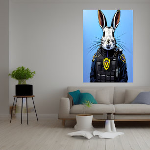 Kaninchen mit Polizeiuniform   AI Art Poster