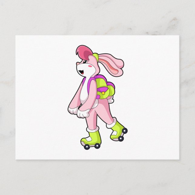 Kaninchen mit Roller-Skaten Postkarte (Vorderseite)