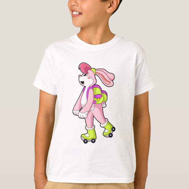 Kaninchen mit Roller-Skaten T-Shirt (Vorderseite)