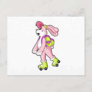 Kaninchen mit Rollschuhen Postkarte