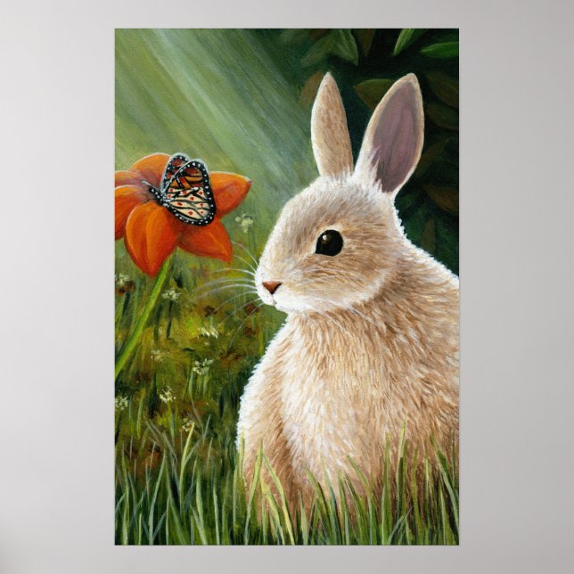 Kaninchen mit Schmetterling 55 Poster (Vorne)