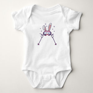Kaninchen mit Skistöcken und Skibrille Baby Strampler