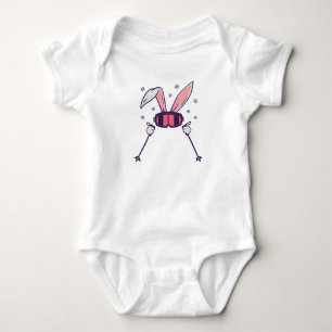 Kaninchen mit Skistöcken und Skibrille Baby Strampler