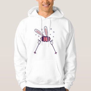 Kaninchen mit Skistöcken und Skibrille Hoodie