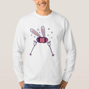 Kaninchen mit Skistöcken und Skibrille T-Shirt