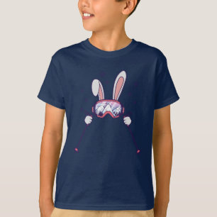 Kaninchen mit Skistöcken und Skibrille T-Shirt