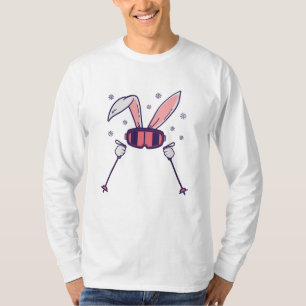 Kaninchen mit Skistöcken und Skibrille T-Shirt
