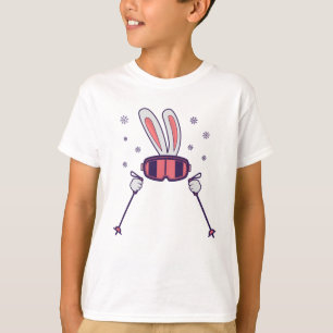 Kaninchen mit Skistöcken und Skibrille T-Shirt