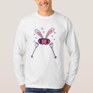 Kaninchen mit Skistöcken und Skibrille T-Shirt