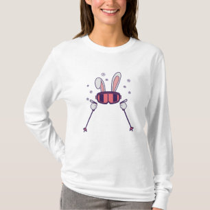 Kaninchen mit Skistöcken und Skibrille T-Shirt