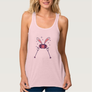Kaninchen mit Skistöcken und Skibrille Tank Top