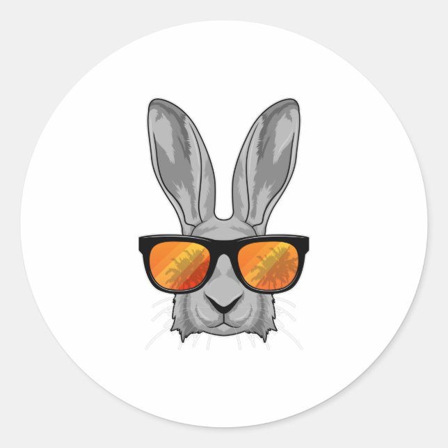 Kaninchen mit Sonnenbrille Runder Aufkleber (Vorderseite)
