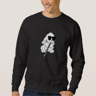 Kaninchen mit Sonnenbrille spielen Oboe Sweatshirt