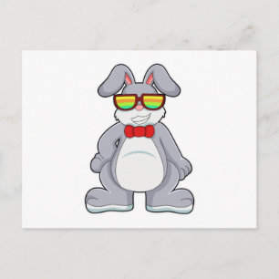 Kaninchen mit Sonnenbrille und Krawatte Postkarte