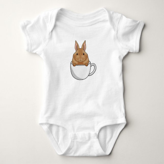Kaninchen mit Tasse Kaffee Baby Strampler (Vorderseite)