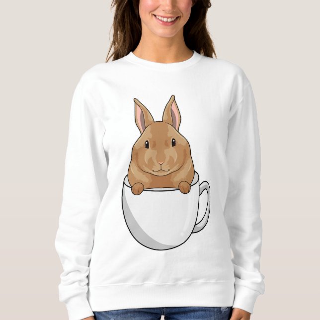 Kaninchen mit Tasse Kaffee Sweatshirt (Vorderseite)