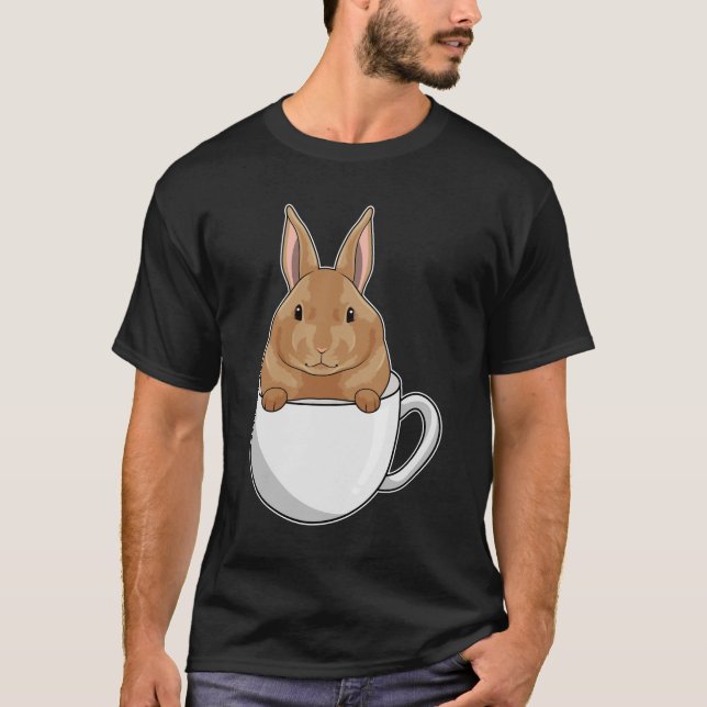 Kaninchen mit Tasse Kaffee T-Shirt (Vorderseite)