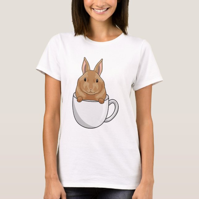 Kaninchen mit Tasse Kaffee T-Shirt (Vorderseite)