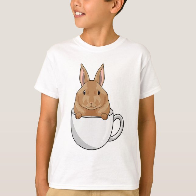 Kaninchen mit Tasse Kaffee T-Shirt (Vorderseite)