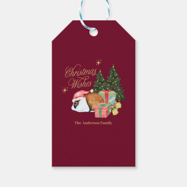 Kaninchen mit Weihnachtsbaum Geschenkanhänger (Vorderseite)
