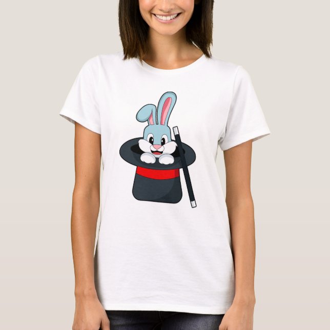 Kaninchen mit Zauberstab und Hut T-Shirt (Vorderseite)