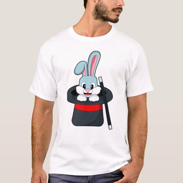 Kaninchen mit Zauberstab und Hut T-Shirt (Vorderseite)