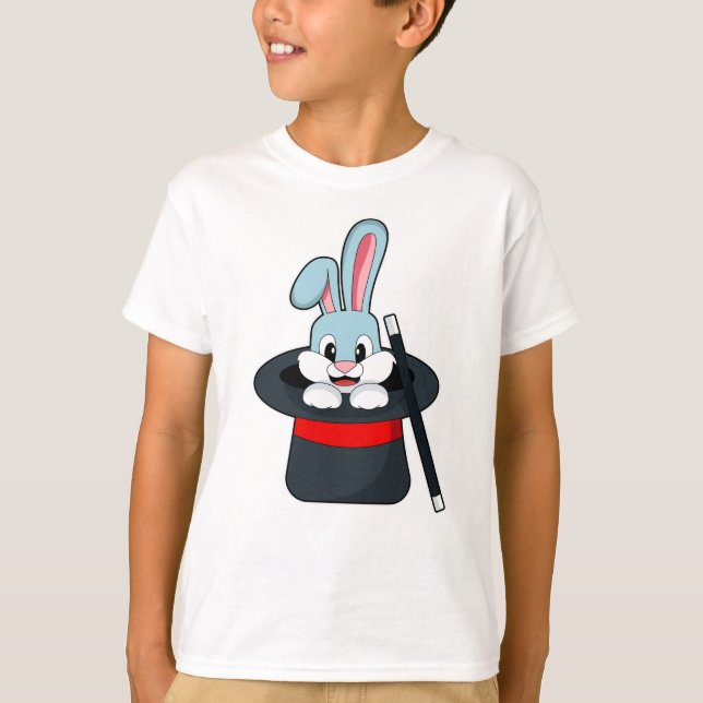 Kaninchen mit Zauberstab und Hut T-Shirt (Vorderseite)