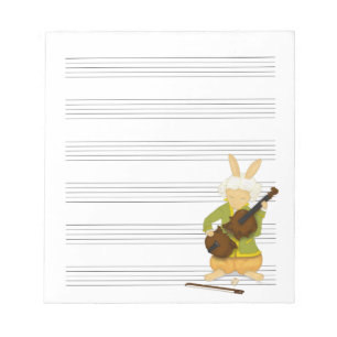 Kaninchen mit zerbrochener Violinmusik, Manuskript Notizblock
