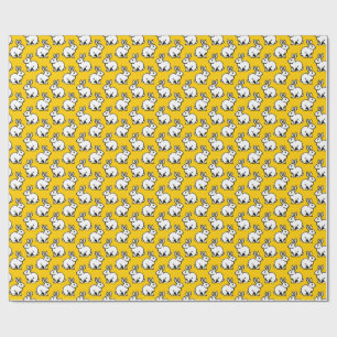 Kaninchen-Muster - Schwarz und Weiß mit Bernstein Geschenkpapier