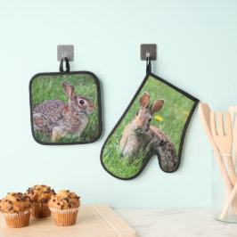 Kaninchen Ofenhandschuh & Topflappen-Set