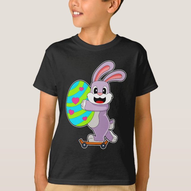 Kaninchen Osterei Skateboard T-Shirt (Vorderseite)